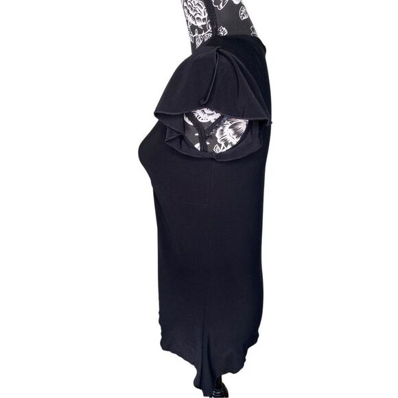 Y2K Style V Neck Sharkbite Hem T Shirt Split Sleeve Vintage Coquette Cottage - Picture 4 of 11